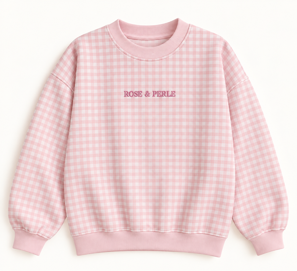 Gingham Rose & Perle Crewneck